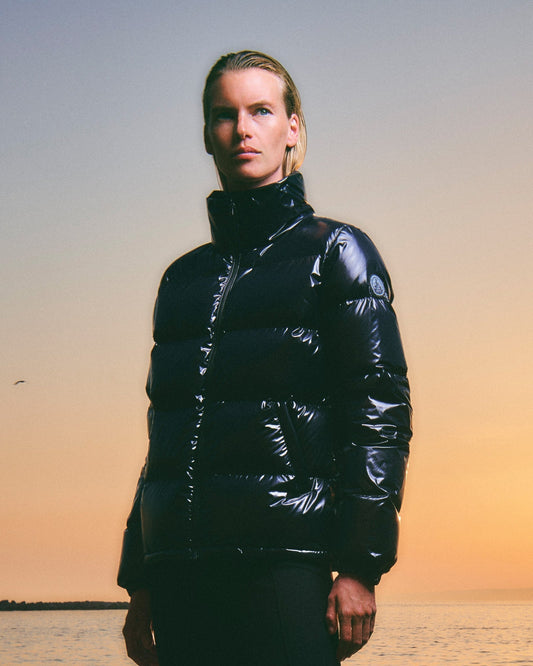 Doudoune laquée avec des cristaux Swarovski®️ Grand Froid Noir Cardiff