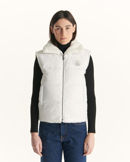 Doudoune avec des cristaux Swarovski®️ sans manches réversible Grand Froid Blanc Daria